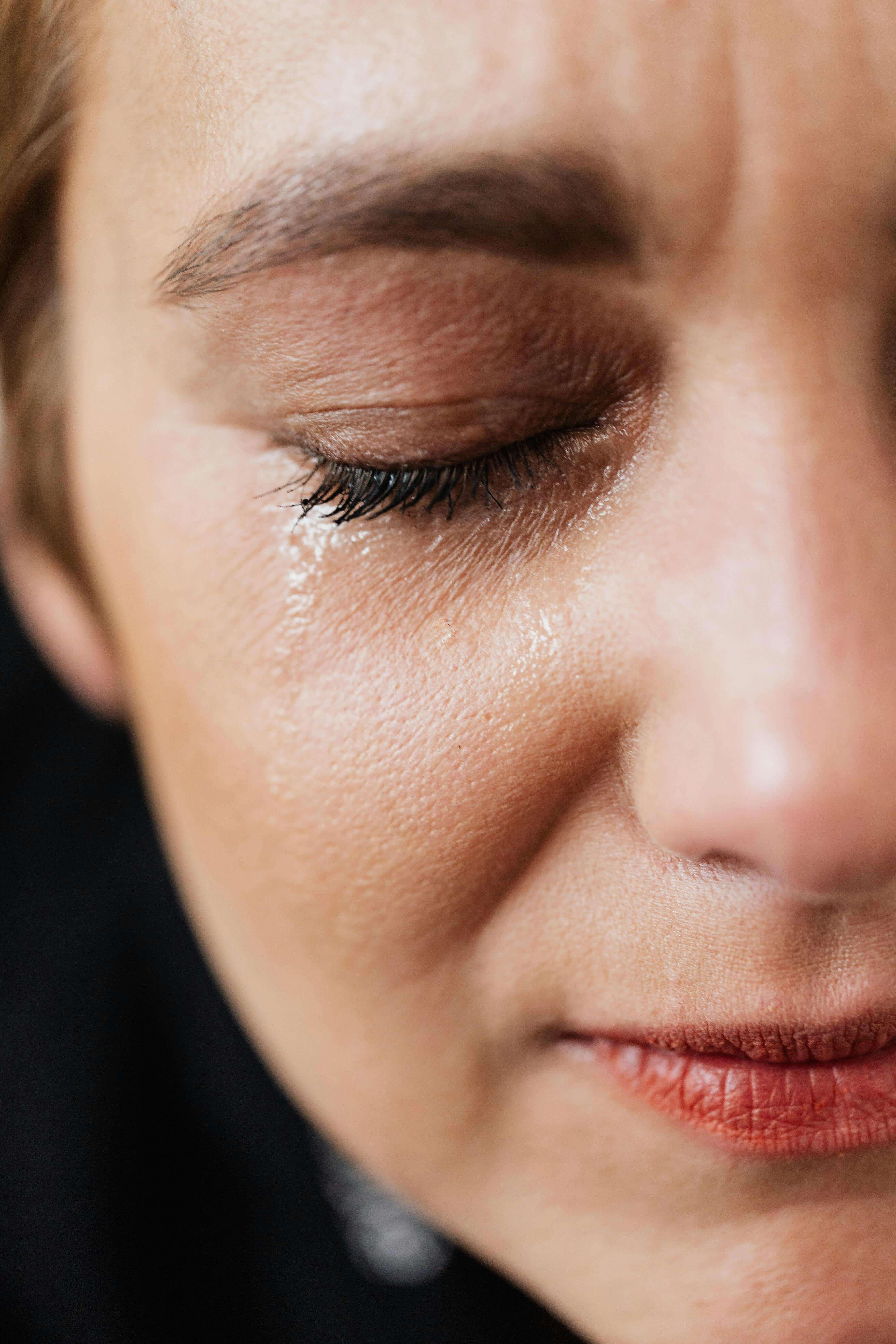 An emotional portrait showing tears — a reminder that you're not alone.